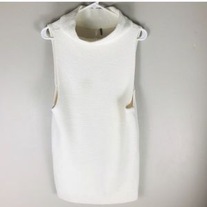 FREE PEOPLE white turtleneck mini sweater dress